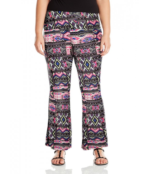 Junior's Plus-Size Printed Flare Leg Pant With Foldover Waistband ...
