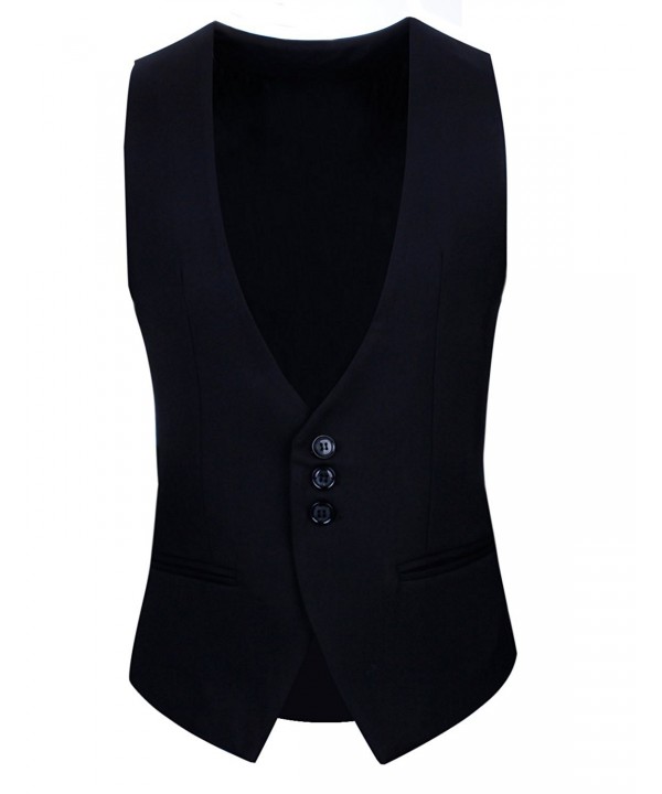 Tom's Ware Mens Modern Slim Fit Tailored Vest - Black - CX11LQQ70YN