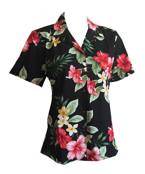 Made In Hawaii ! Women's Hibiscus Floral Hawaiian Aloha Camp Shirt ...