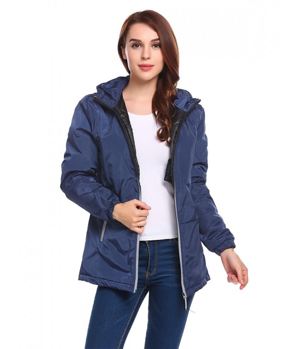 Womens Casual Long Sleeve Camo Hooded Padded Warm Jacket Coat - Navy ...