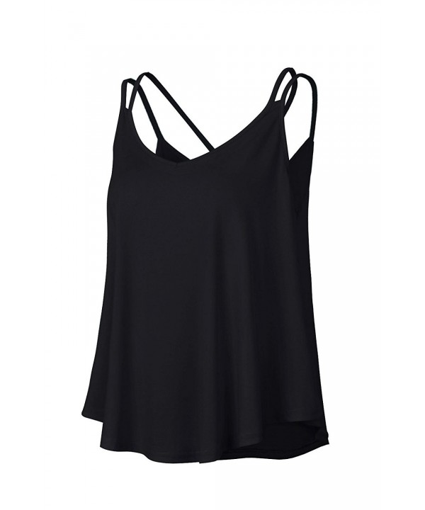 Women v-Neck Backless Strap Tank Tops Workout Flowy Camisole Vest ...