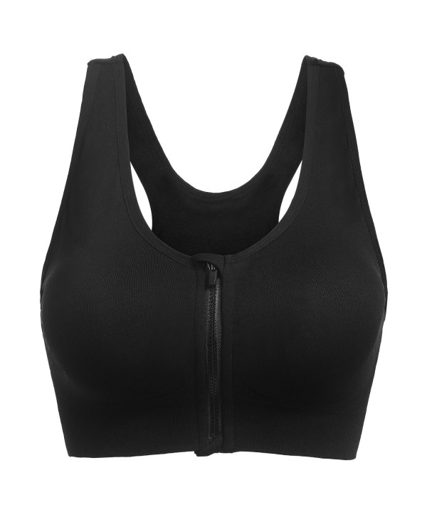 Women Zipper Front Closure Wirefree High Impact Support Activewear ...