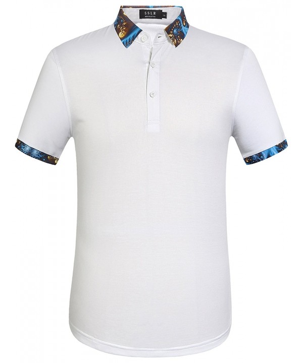 Men's Button Down Solid Short Sleeve Casual Polo Shirt - White ...