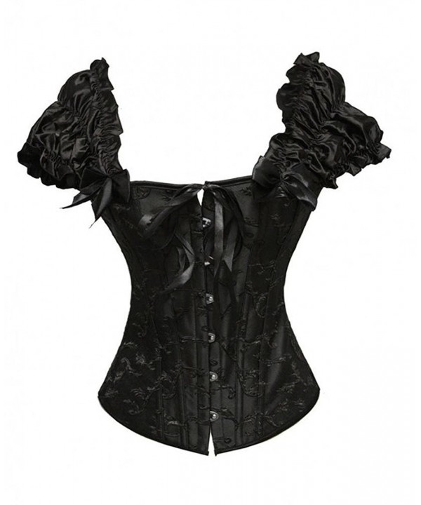 Gothic Tapestry Lace up Boned Corset Overbust Bustier with Lace Sleeves ...