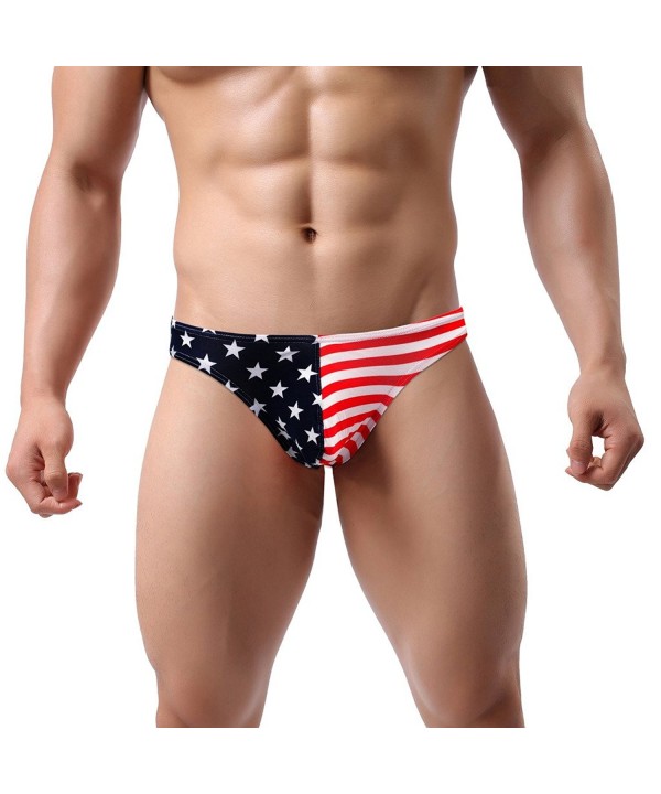 Mens Flag Underwear American Flag Printed Boxers and Thong G-String Briefs  - F03-stripe - CO12L5HCXL7