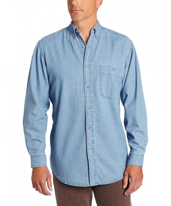 Men's Big/Tall Rugged Wear Basic Denim Shirt - Denim - C6111VAB2EH