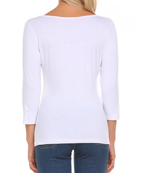 Women's 3/4 Sleeve T-Shirt Scoop Neck Plain Basic Baseball Tee Comfy ...