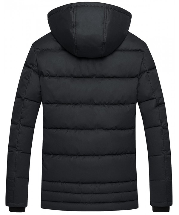 Men's Puffer Coat Insulated Windproof Quilted Jacket With Fixed Hood ...