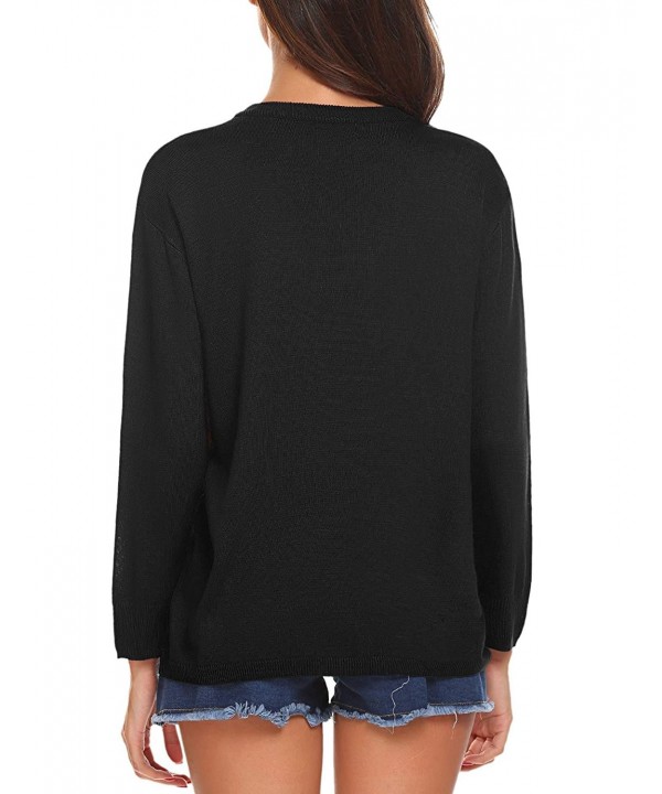 Womens Loose V-Neck Pullover Sweatershirt Long Sleeve Knitted Tops ...